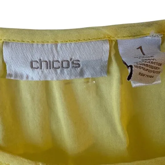 Chico's Bohemian Embroidered Peasant Blouse Yellow Size 1 Medium - Picture 4 of 8